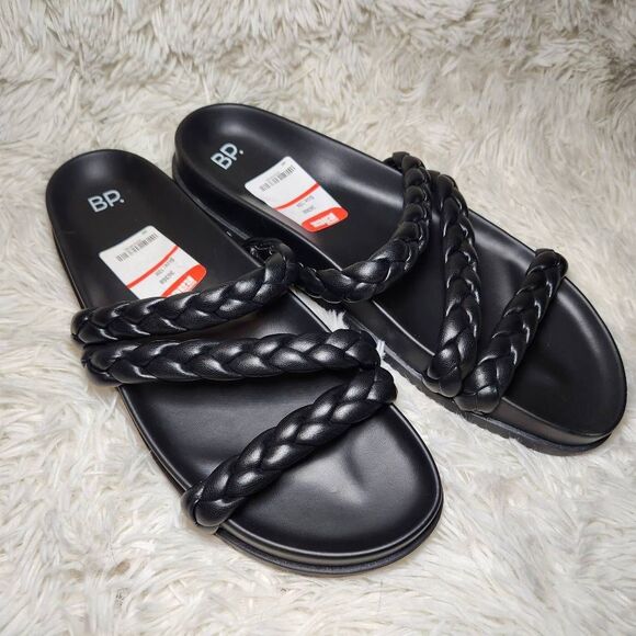 BP. Braided Slide Sandal In Black - Picture 2 of 6